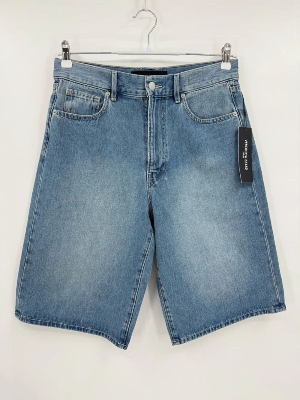Veronica Beard Charlotte High Rise Denim Long Shorts in Silverwood Blue Size 30